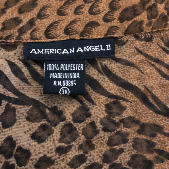 American Angel Long Sleeve Button Front Animal Print Plus Size 3x Tan Brown NWOT - Picture 6 of 14